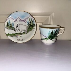 Windsor Fine Bone China Tea Cup Saucer Alaska Hand Painted Artist Signed Number